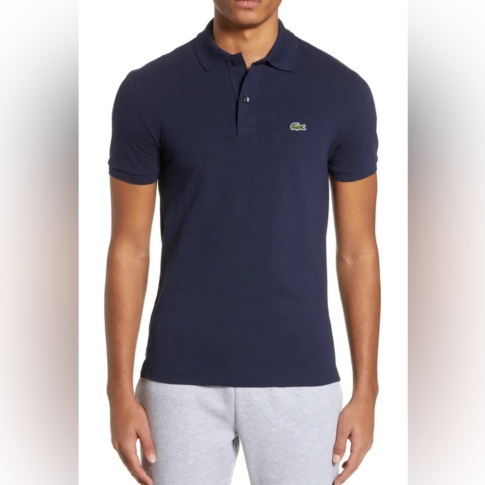 Lacoste Classic Slim Fit Pique Polo Navy Size Large